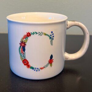 OPALHOUSE Letter C Initial Monogram Alphabet Floral Porcelain Coffee Mug Tea Cup